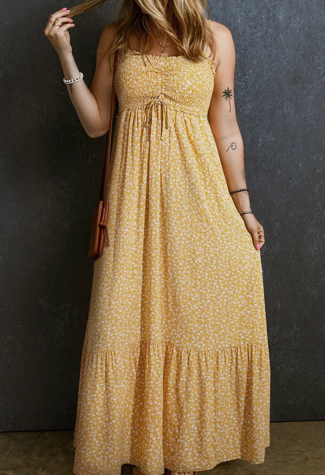 Flowers Long Dress Yellow