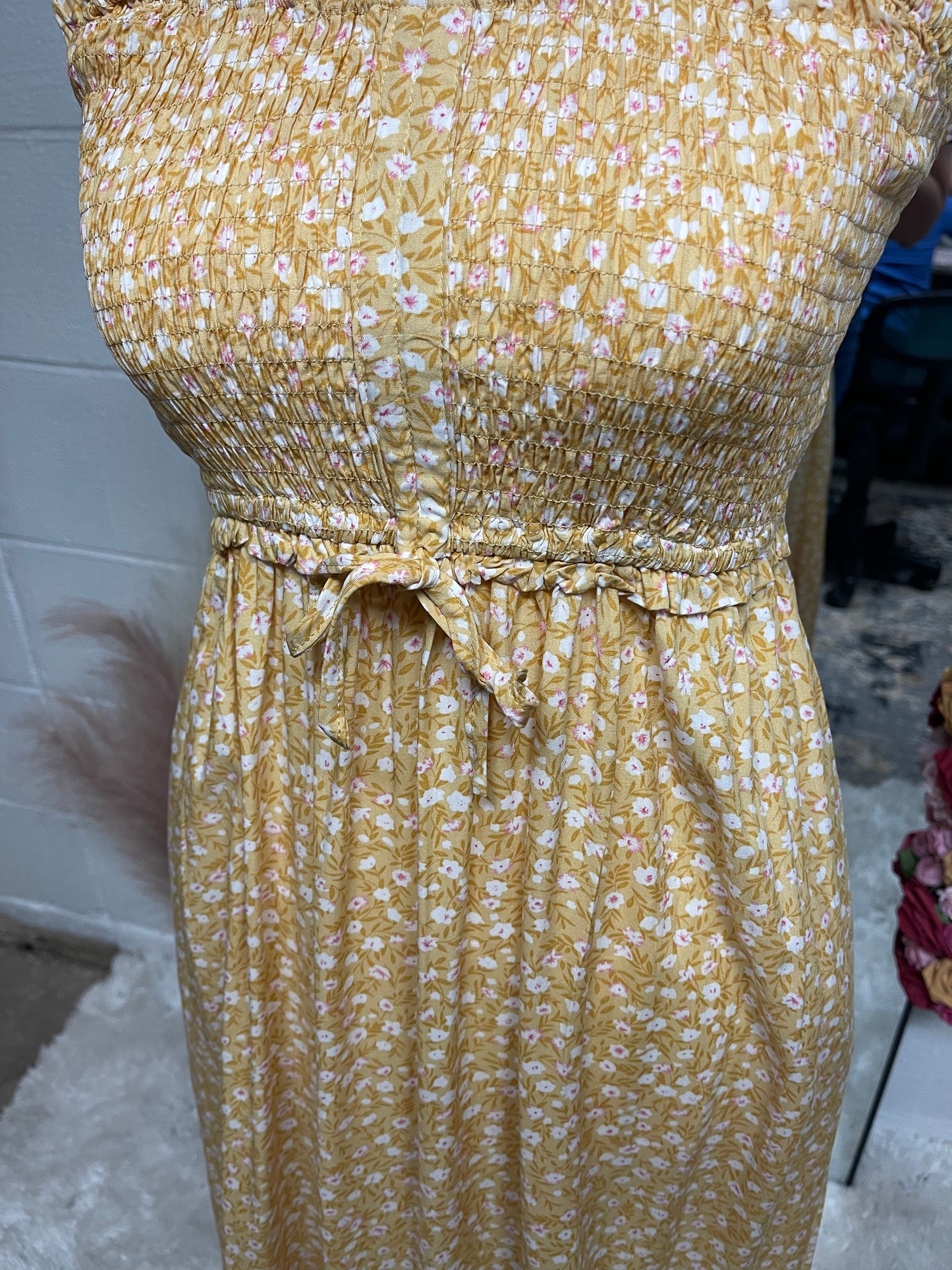 Flowers Long Dress Yellow