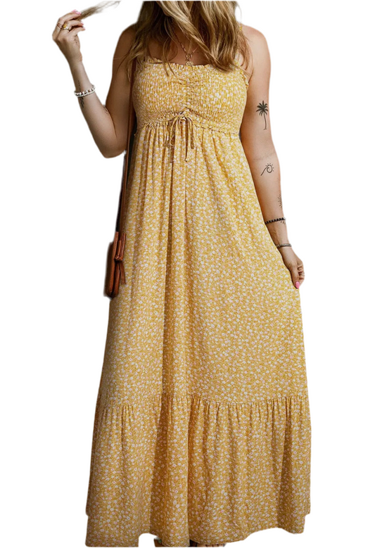 Flowers Long Dress Yellow